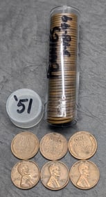 Roll of 50 1951 Lincoln Memorial Cents
