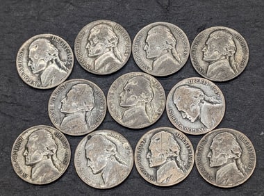 (11) Silver War Time Mixed Date Jefferson Nickels. 35% Silver