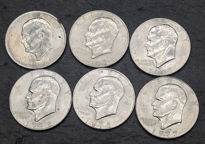 1971-D, 1972-P, 1977 P & D, & 1978 P & D Eisenhower Dollars