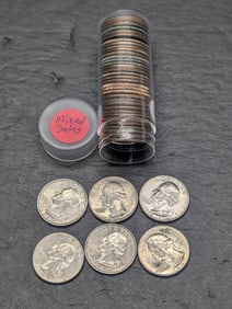Tube Of Mixed Date Washington Quarters