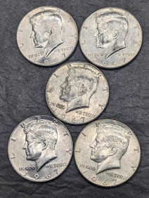 (5) 1967 Uncirculated 40% Silver Kennedy Half Dollars