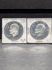 (2 coins) 1971-S Proof Ike Silver Dollars