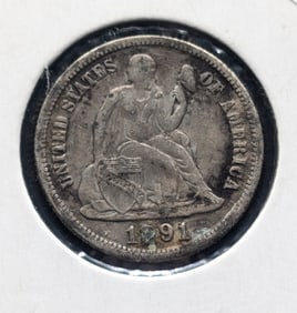 1891-S Seated Liberty Dime, VF