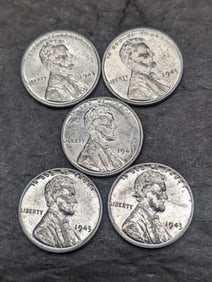 1943-P: 3 Coins P,D, & S Steel Lincoln Wheat Cents