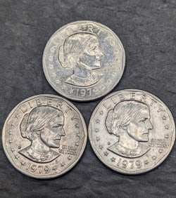 (3) 1979 P, D, & S Susan B. Anthony Dollars