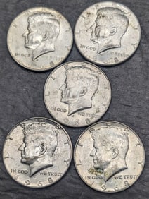 (5) 1968-D Uncirculated 40% Silver Kennedy Half Dollars