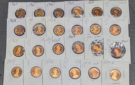 24 Proof Miscellaneous Dated Lincoln Pennies