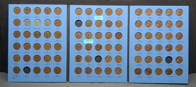 Mostly Complete Lincoln Cents Folder, 1941-1974, (86) Coins