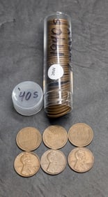 Roll of 50 1940 -S Mint Mark Lincoln Wheat Cents
