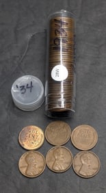 Roll of 50 1934 Lincoln Wheat Cents