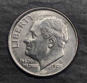 1993-D Error Off Center Die Error Roosevelt Dime