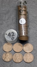 Roll of 50 1942-D Lincoln Wheat Cents