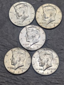(5) 1968-D 40% Silver Kennedy Half Dollars