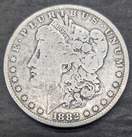 1882-O/S (O Over S) Key Date Morgan Silver Dollar.  Desirable Overdate.
