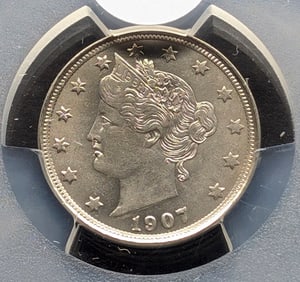 1907 Liberty Nickel, PCGS AU 58