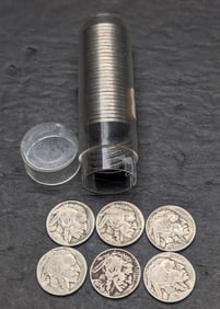 Tube Of 38 Mixed Date Buffalo Nickels