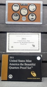 2011-S United States 5-Coin America The Beautiful SILVER Quarters Proof Set With OGP & COA.