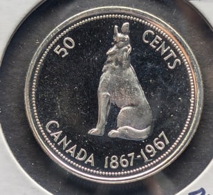 1967 Canada Silver Half Dollar Howling Wolf PL