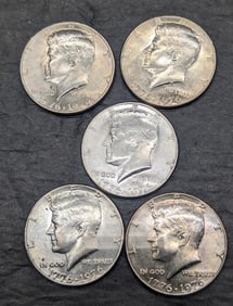 (5) 1976-P Unc. Kennedy Half Dollars