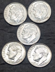 (5) 1962-D Roosevelt Dimes