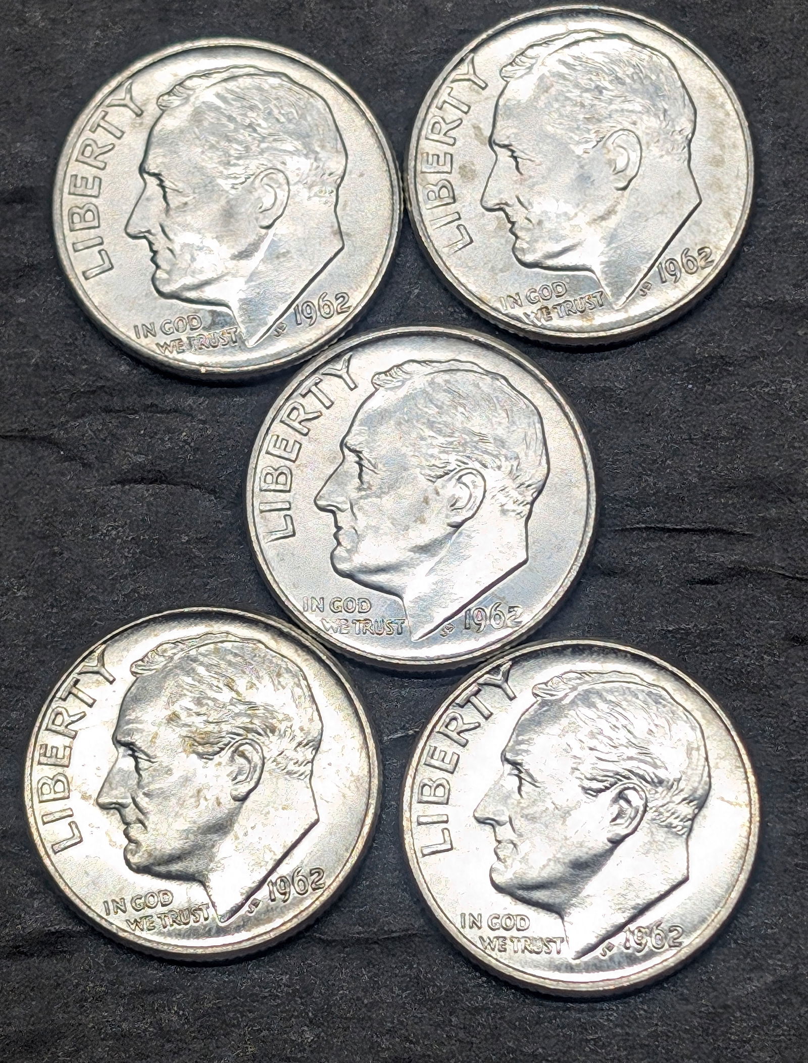 (5) 1962-D Roosevelt Dimes (1 of 2)