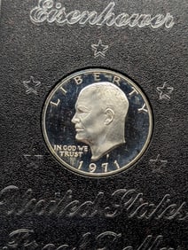 1971-S Eisenhower United States Proof Silver Dollar 40% Silver Brown PKG OGP