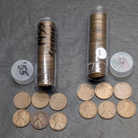 (2) Rolls of Lincoln Wheat Cents: 1955 & 1955-D