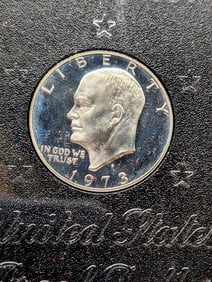 1973-S Eisenhower United States Proof Silver Dollar 40% Silver Brown PKG OGP