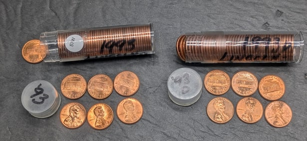 (2) Rolls of Lincoln Memorial Cents: 1993 & 1993-D