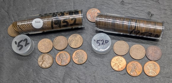 (2) Rolls of Lincoln Wheat Cents: 1952 & 1952-D