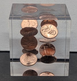2017-P Pennies Acrylic Paper weight cube