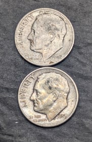 (2) Roosevelt Dimes: 1947-D & 1953-P
