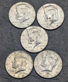 (5) 1968-D 40% Silver Kennedy Half Dollars