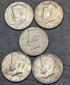 (5) 1967-P 40% Silver Kennedy Half Dollars