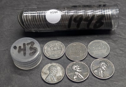 Roll of 50 1943 Steel Lincoln Wheat Cents