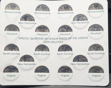 2000 P&D Commemorative State Quarters In A Greenville National Bank Saver