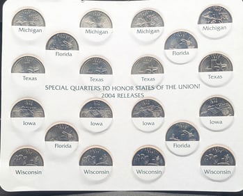 2004 P&D Commemorative State Quarters In A Greenville National Bank Saver