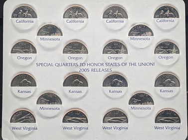 2005 P&D Commemorative State Quarters In A Greenville National Bank Saver