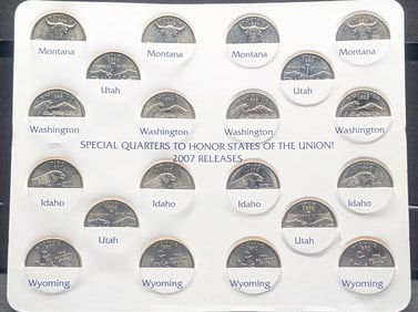 2007 P&D Commemorative State Quarters In A Greenville National Bank Saver