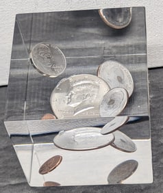 2010-D Acrylic Cube Coin Paper weight Penny, Nickel Quarter Dime, Half Dollar