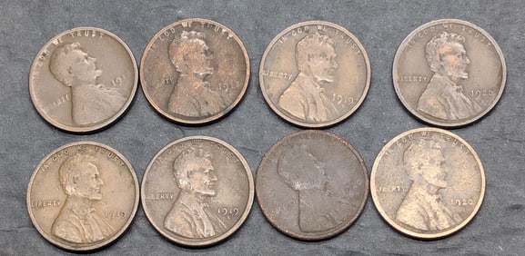 Lincoln Wheat Cents 1918 P&D, 1919 D&S, 1920 P,D&S