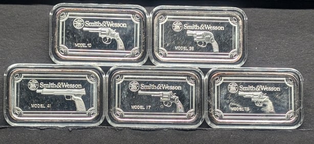 Smith and Wesson Silver Bars .999 Silver 5 Bars 1 oz each