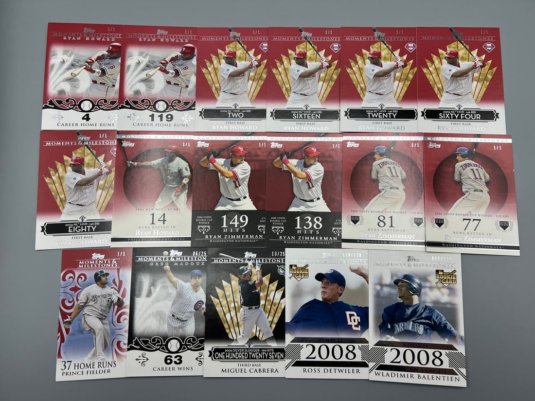 Lot of (17) 2007-08 Topps Moments & Milestones Baseball Numbered Cards - (13) One of Ones! (1 of 5)