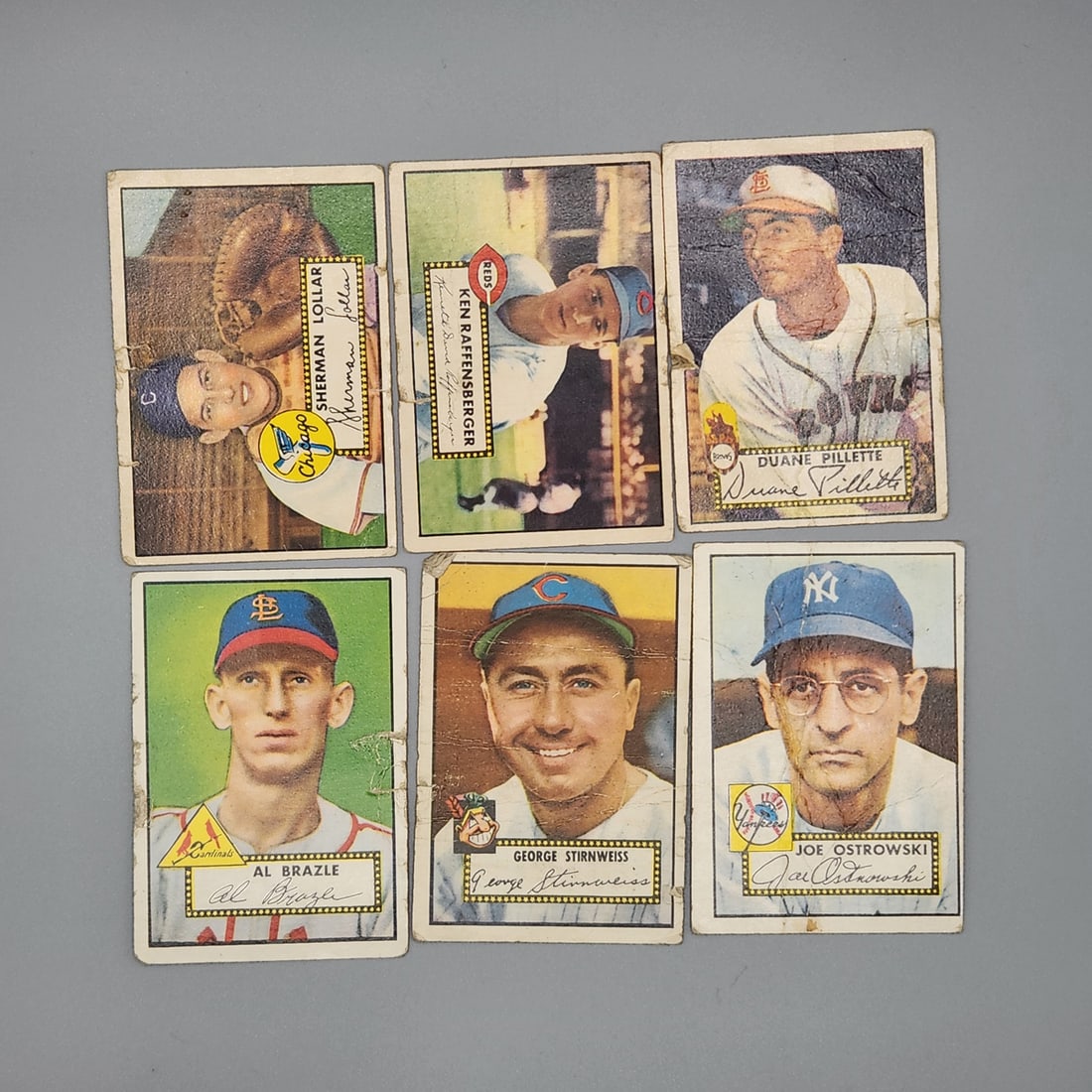 (6) 1952 Topps Baseball Cards - Lower Grade Condition (1 of 2)