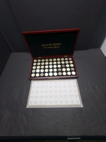 Gold & Silver Highlighted Statehood Quarter Collection in Nice Wooden Display Box