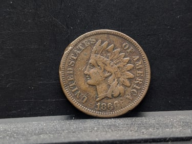 1866 Indian Head Cent with full Liberty. Tough date.