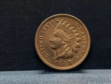 1887 Indian Head Cent with strong Liberty and all diamonds. Red luster.