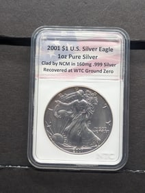 2001 American Silver Eagle - NTC Cert. - Recovered at WTC Ground Zero