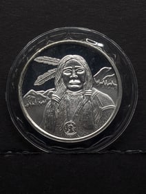 1 Oz. .999 FINE SILVER Mountain Indian Designed Coin