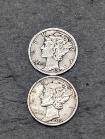 1930 & 1919-S Mercury Silver Dimes **Both XF+**